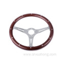 Classic Wood Grain Silver Spoke Steering Wheel